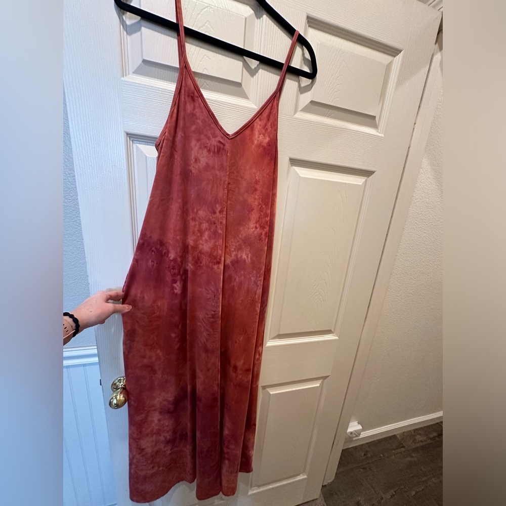 Red/orange tie dye maxi dress